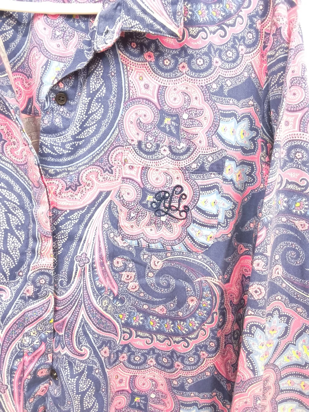 Lauren Ralph Lauren Pink & Navy Paisley Cotton Button-Front - Picture 4 of 7